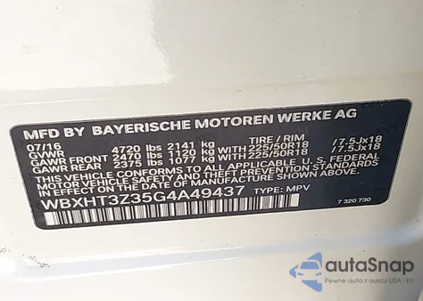 2016 BMW X1 xDrive28I from USA, damaged, VIN WBXHT3Z35G4A49437